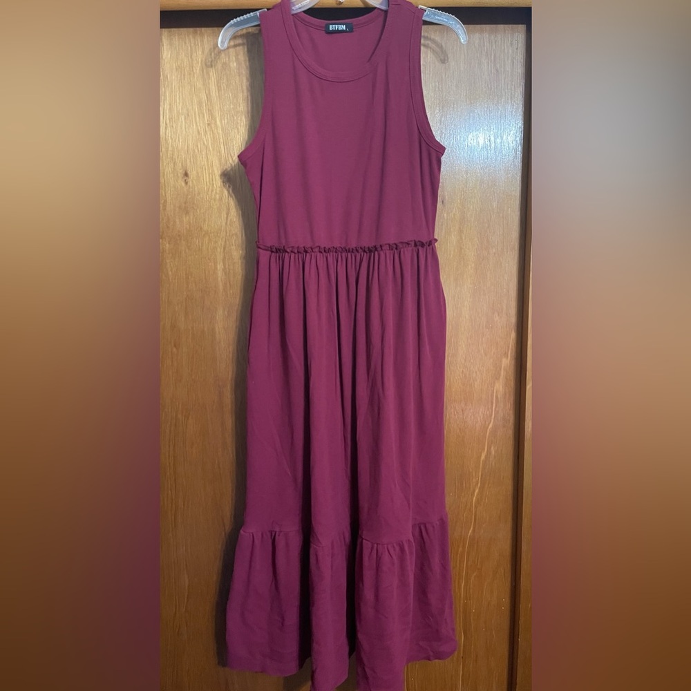 Comfy Burgundy Dress with pockets